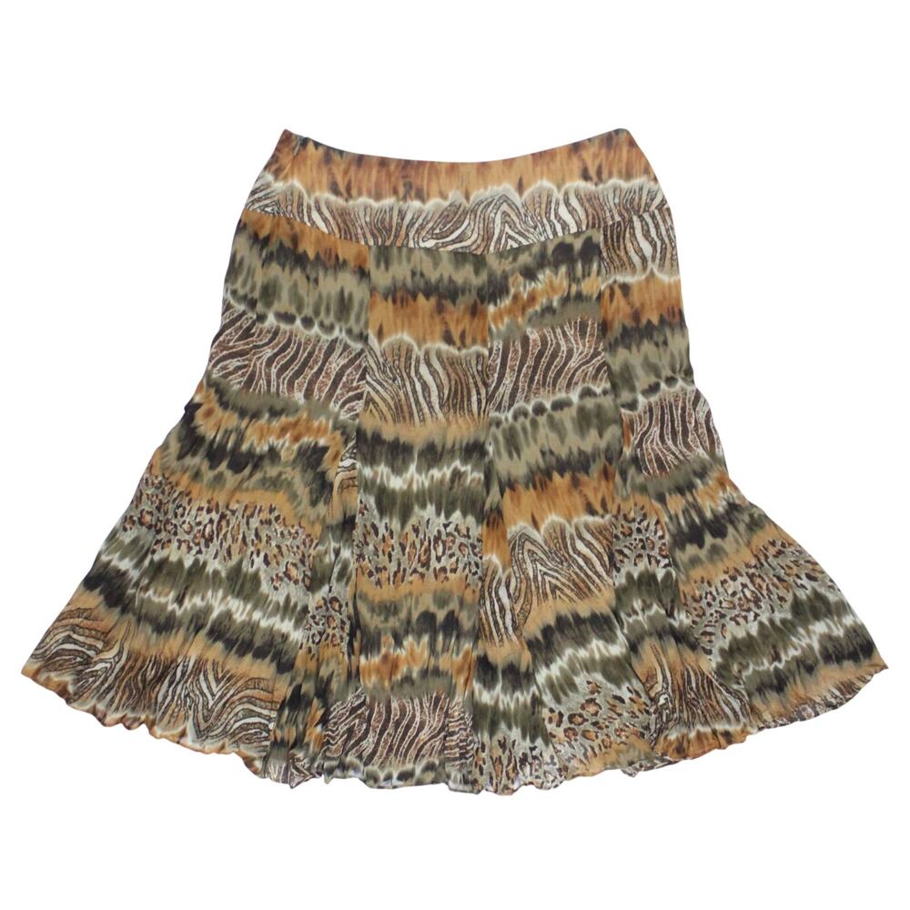 Vintage 90s Y2K animal print skirt mermaid swishy midi Christopher Banks sz 10